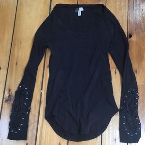 Free people thermal, lace sleeves
